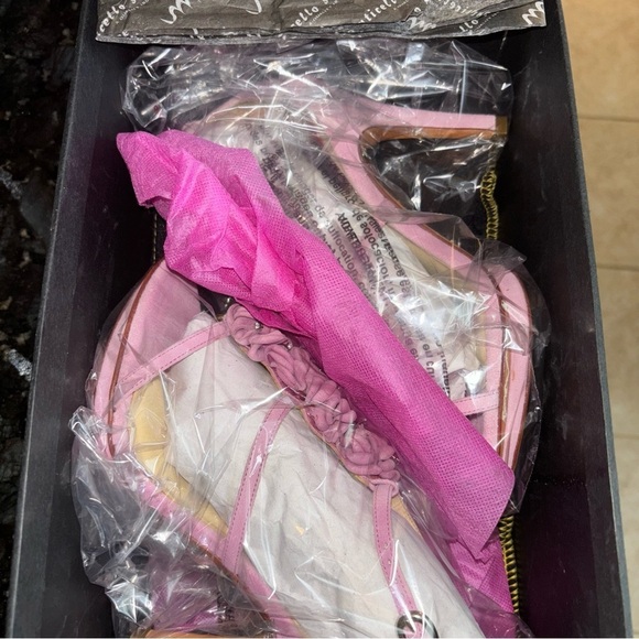 MS Shoe Design Handmade Brazil Pink Leather Diamond Pins 'ANNA' Sandals 5 Heels - Picture 15 of 16